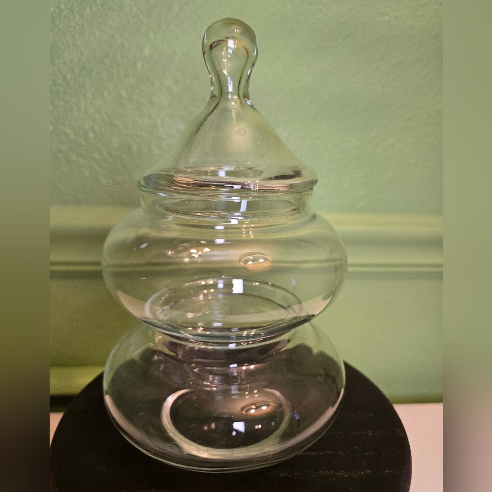 Vintage glass 2 stackable apothecary jar 8"x5"